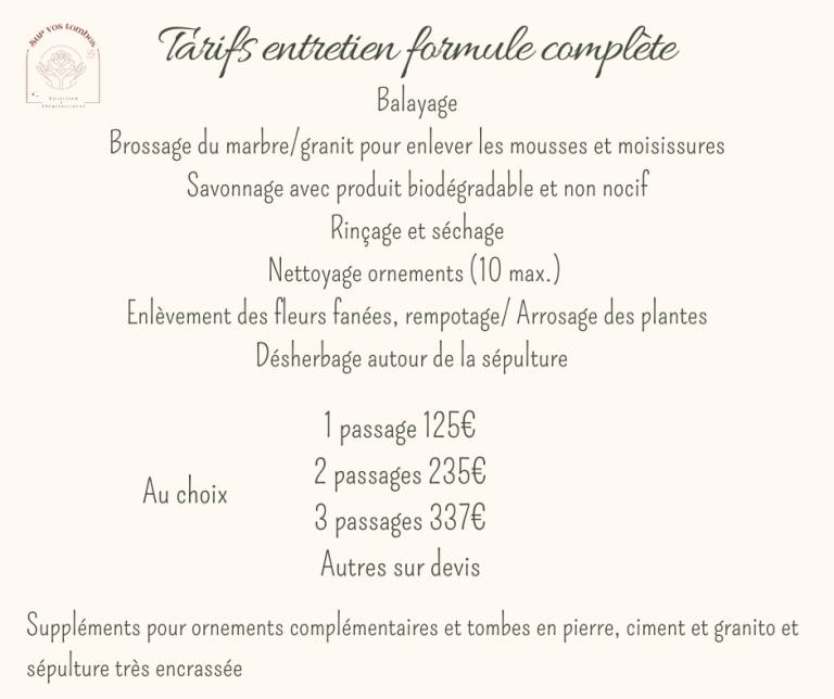 tarifs entretien sépulture